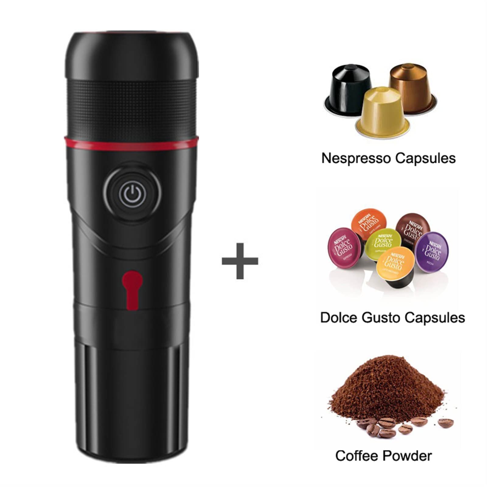 DieffematicKF Cafetera Máquina de café Espresso portátil máquina de café for cápsula de cápsula en Polvo for la Oficina en casa (Color : Red)