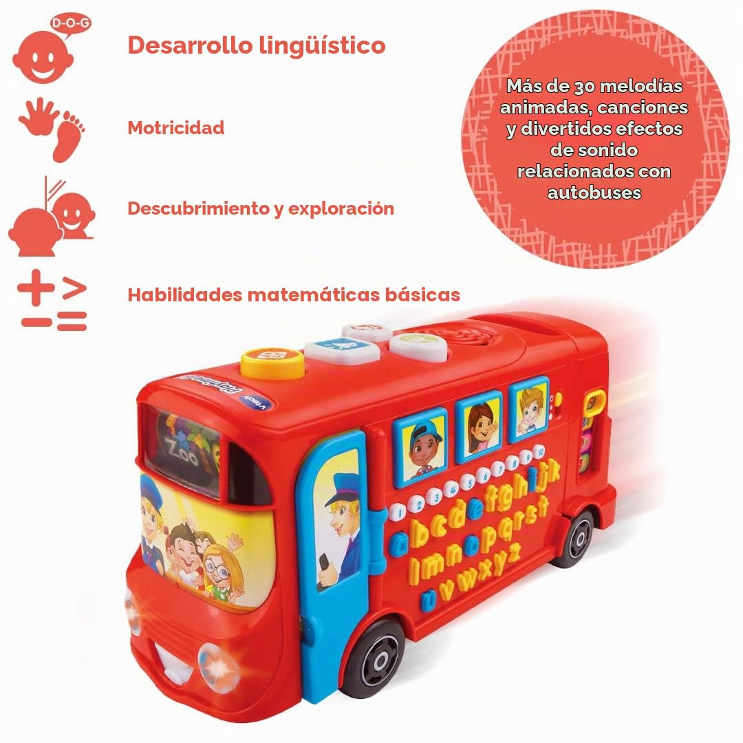 Vtech 150003 Playtime Bus Educational Playset, Learning Toy, Suitable For 2-5 Years, Red, 25.7 x 12.2 x 15.9 cm