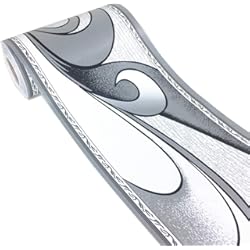 Metro De Friso De Pared Adhesivo decorativo para pared, diseño de Toteml con ondas plateadas, impermeable, extraíble, 10 cm por 10 metros