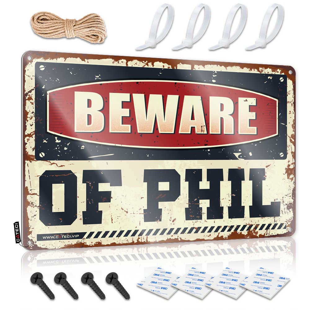 HELIOFORGE Bar Rules Sign Beware Of Phil Sign Man Cave Bar Tin Signs(30X40CM)