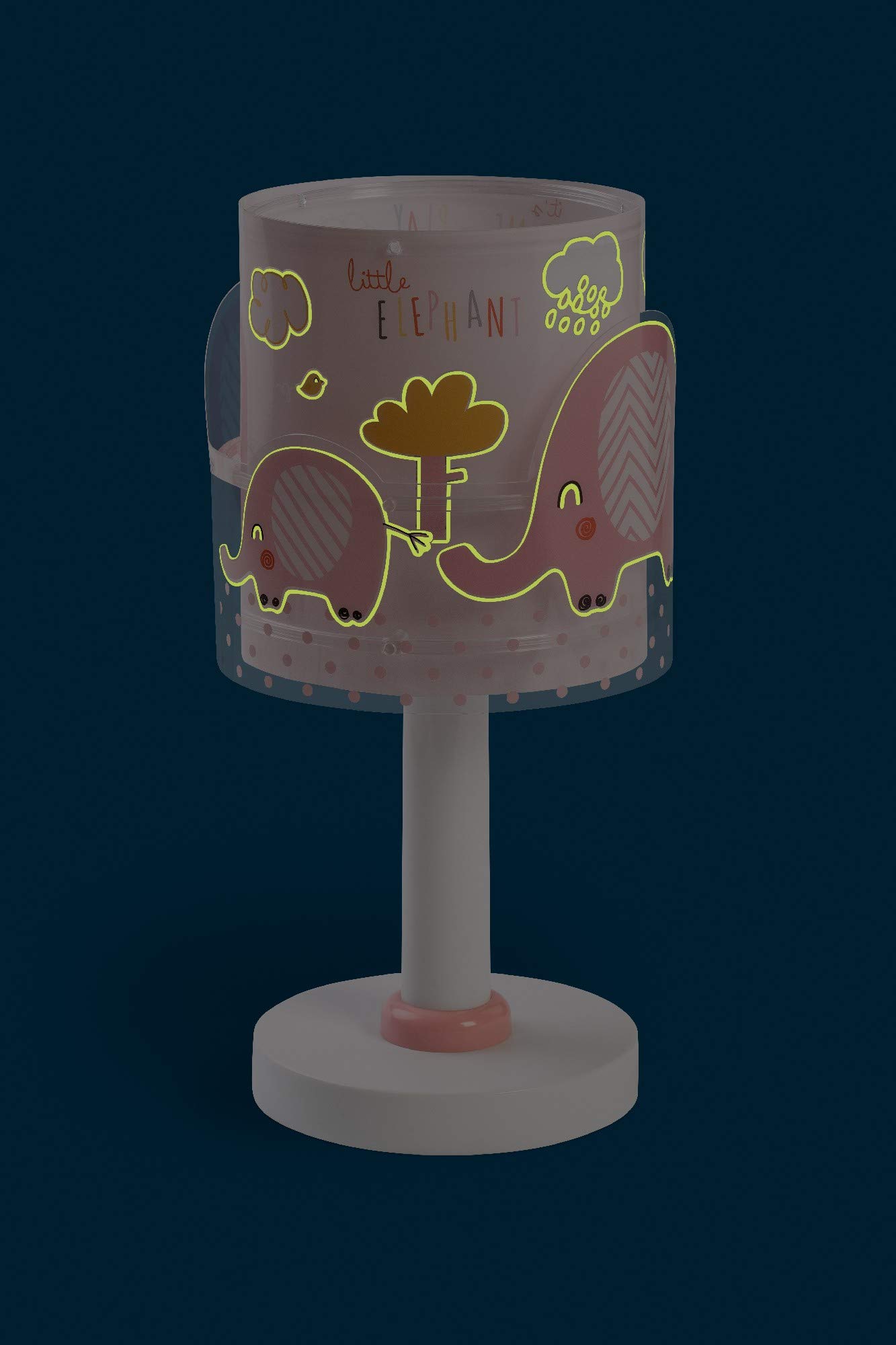 Lampada Da Comodino Elefantino Rosa Dalber - Design Carino, Lampadina Non Inclusa