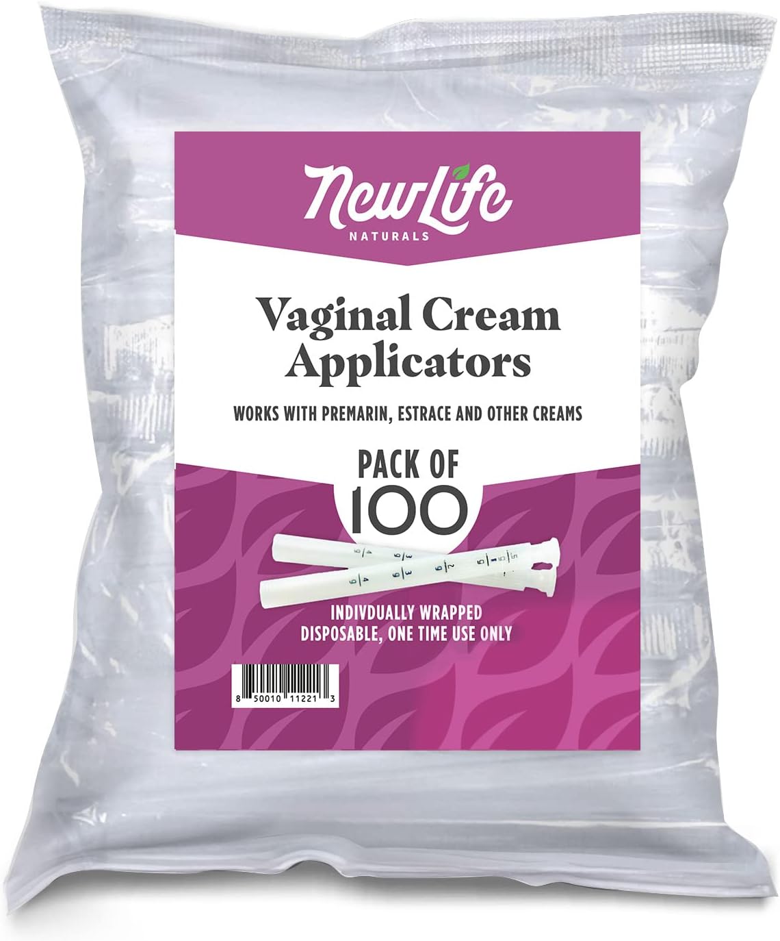 Disposable Plastic l Applicator Pack: Hygienic Threaded Injector to Fit Preseed Lubricant, Estrace, Personal Lube and OTC Gel or Cream Products - With Dosage Markings - 100 Pack