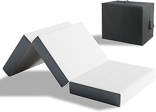Vesgantti Folding Mattress Small Single with Storage Bag, 10CM Gel Memory Foam Foldable Mattress Tri-fold for Travel, Camping, Guest Bed - 100-Night Trial, CertiPUR-US Certified