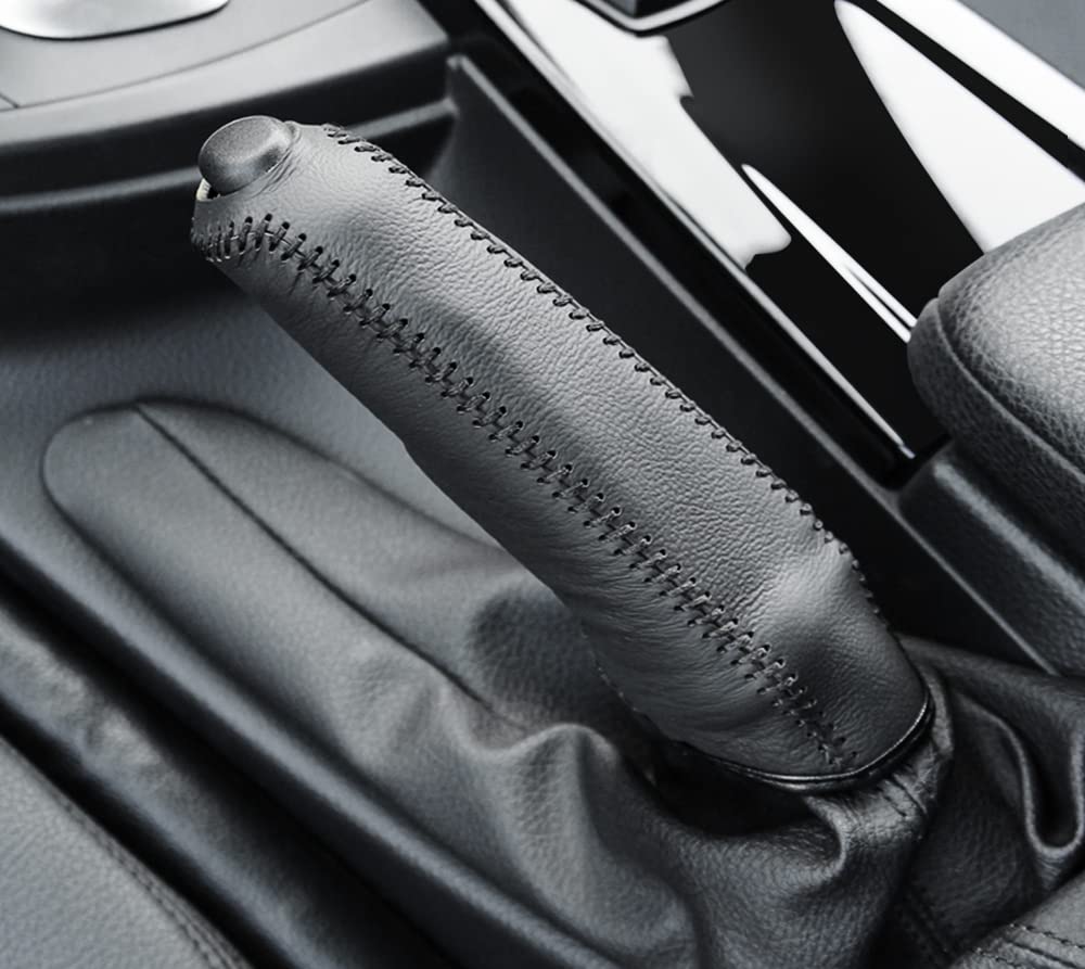 EmpuñAduras Para Frenos De Mano Cubierta Universal de freno de mano de engranajes de cuero for coche, compatible For Saab 9-3 9-5 9000 93 900 95 Aero 9 3 42250 42252 9-2x 9-4x 9-7x Funda Freno De Mano