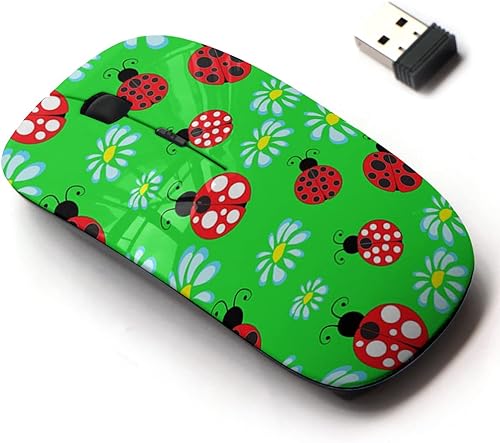 Ratón inalámbrico 2.4G con diseño lindo patrón para todos los ordenadores portátiles y escritorios con nano receptor - mariquitas pueden ser