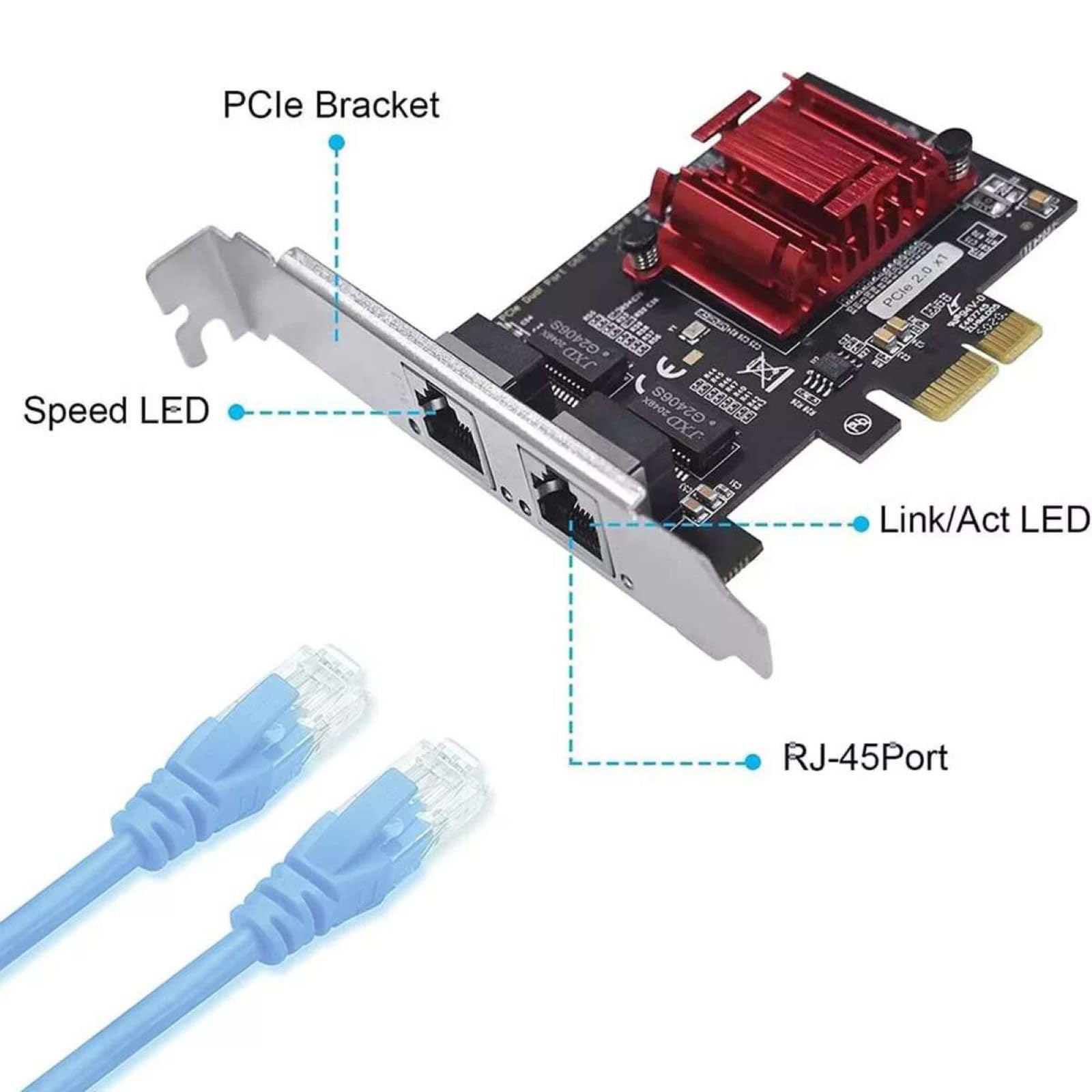 Dwuportowy gigabitowy adapter sieciowy PCIE 1000M PCI Express Ethernet Adapter z niską przegrodą