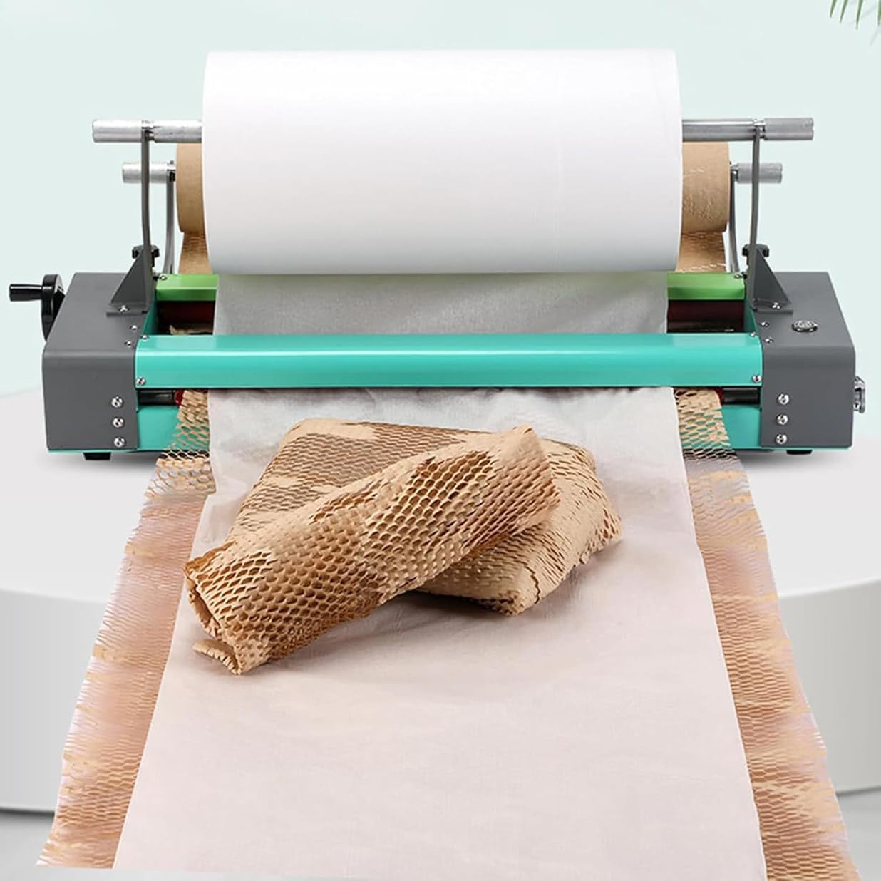 Electric Kraft Wrapping Roll Honeycomb Paper Dispenser With Foot Switch, Wrapping Paper Manual Machine, Max Paper Width 51cm& Max Speed 8m/min, for Breakables