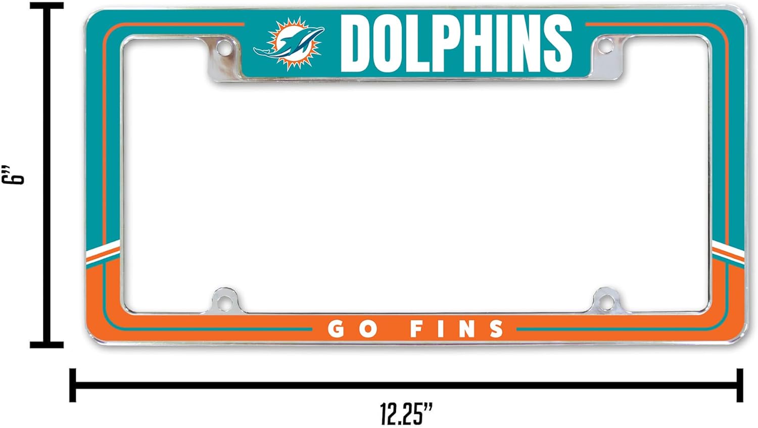 Rico Industries NFL Football Two-Tone 12" x 6" Chrome All Over Automotive License Plate Frame for Car/Truck/SUV