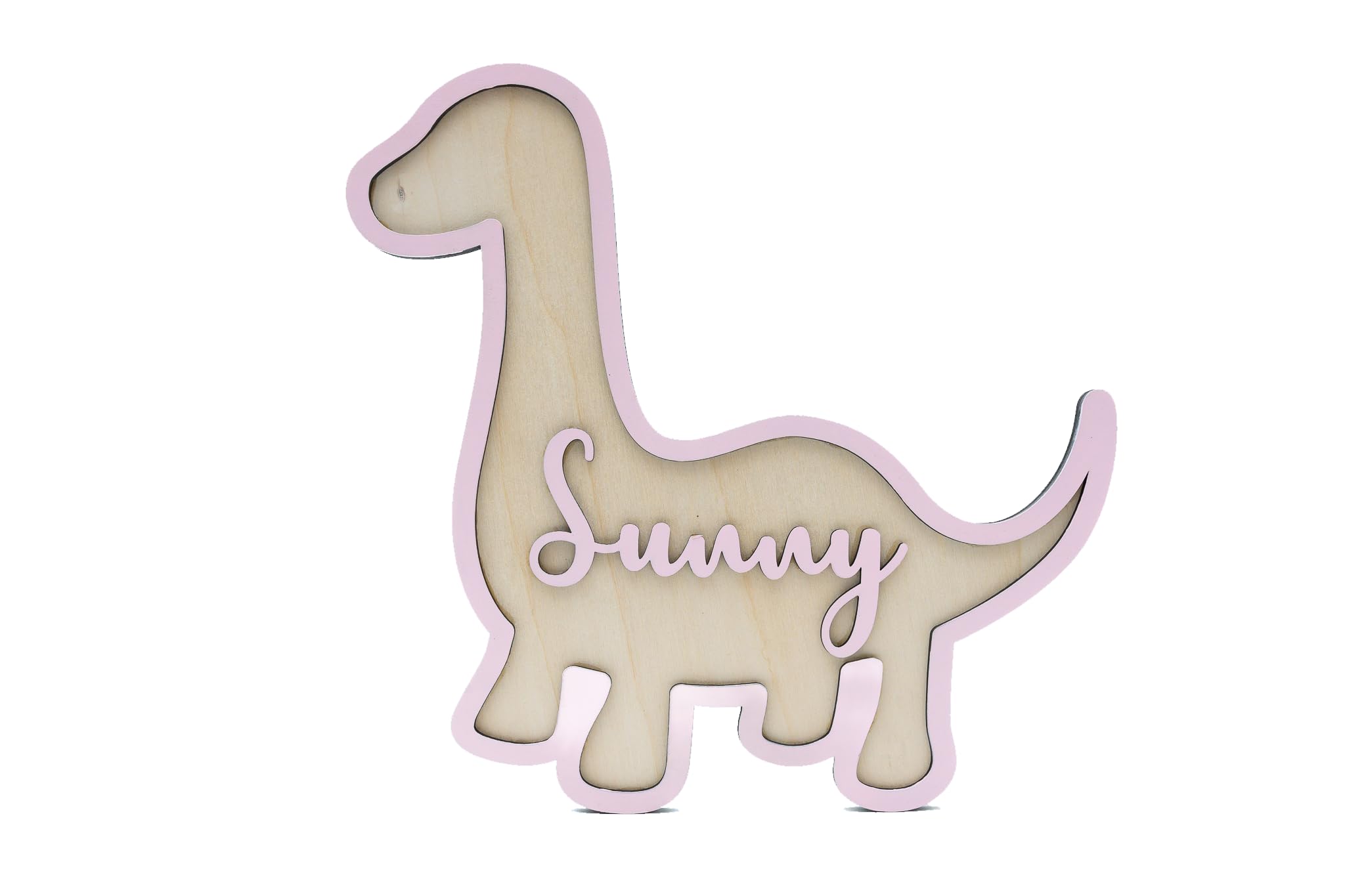 Personalised Wooden Dinosaur Name Sign for Kids Bedroom - Hand Painted Brachiosaurus Nursery Decor - Custom Boys & Girls Room Wall Art