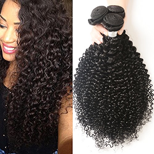 Kaisheng 7A Grade Peruvian Kinky Curly Weave Human Hair 3 Bundles Remy Hair Extensions Natural Color 14 16 18 inch