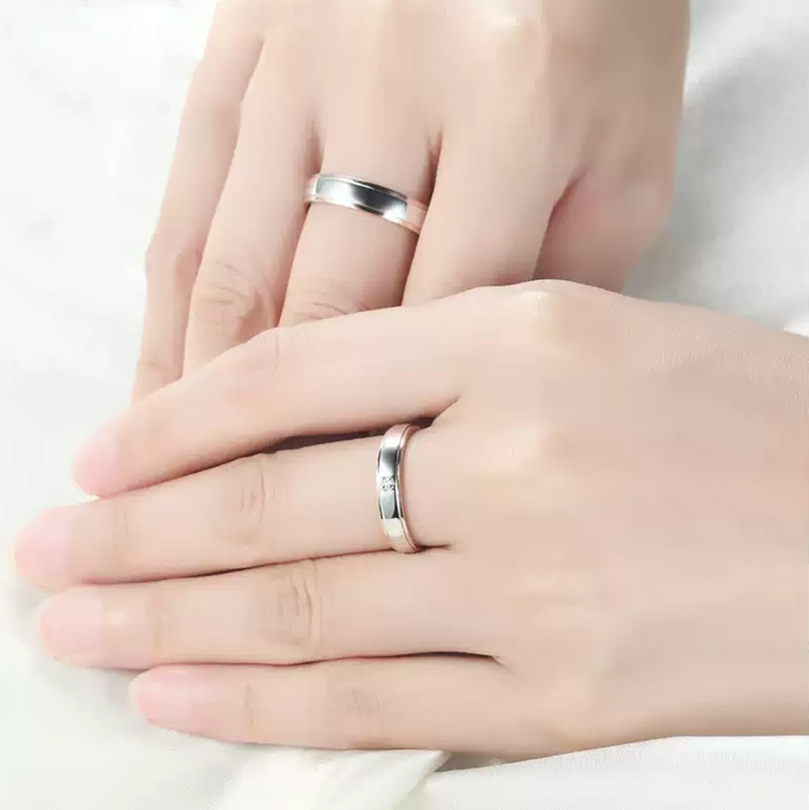 Wycian Anillo de Promesa Hombre Anillo Mujer Plata Oro Rosa Oro Blanco Y Oro Amarillo de 18 Quilates Polaco Talla 23,5 Sólido No Chapado Popular para Esposa Año Nuevo Joyas