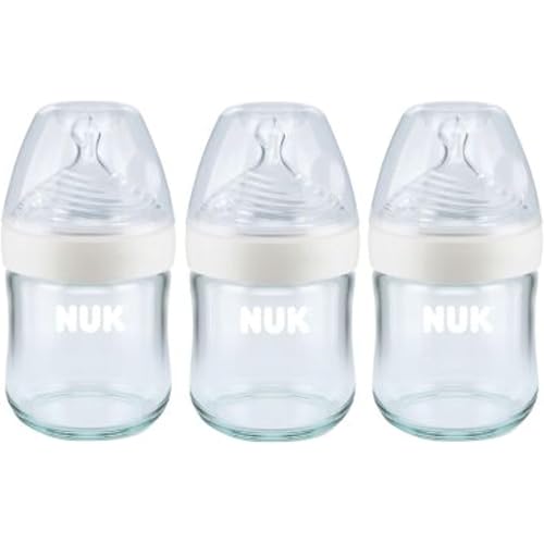 NUK Simply Natural Glass Baby Bottles, 4 oz, 3 Pack