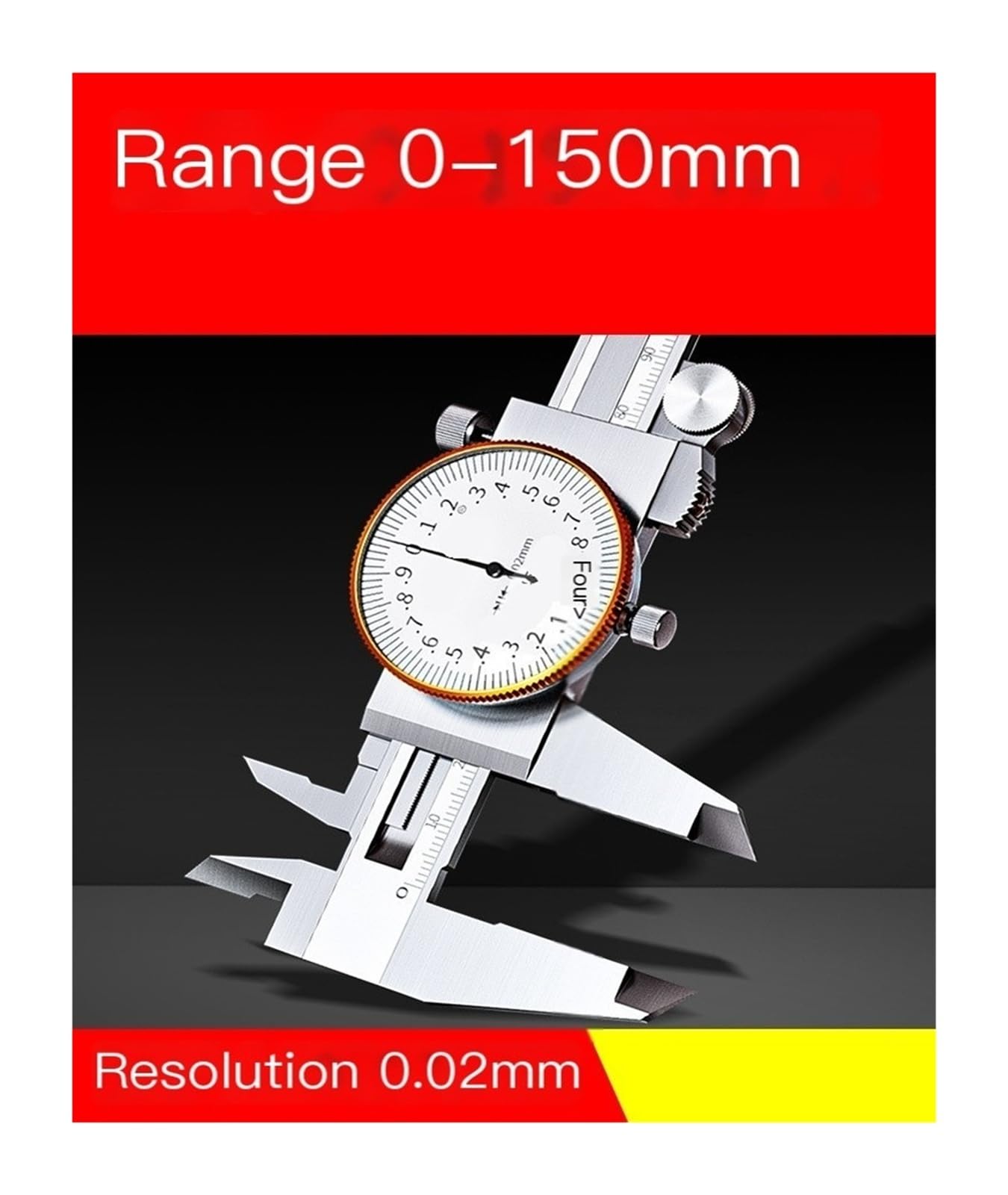 Calibre con medidor, calibrador, calibrador vernier de acero inoxidable, calibrador mecánico(0-150MM accuracy 0.02MM)
