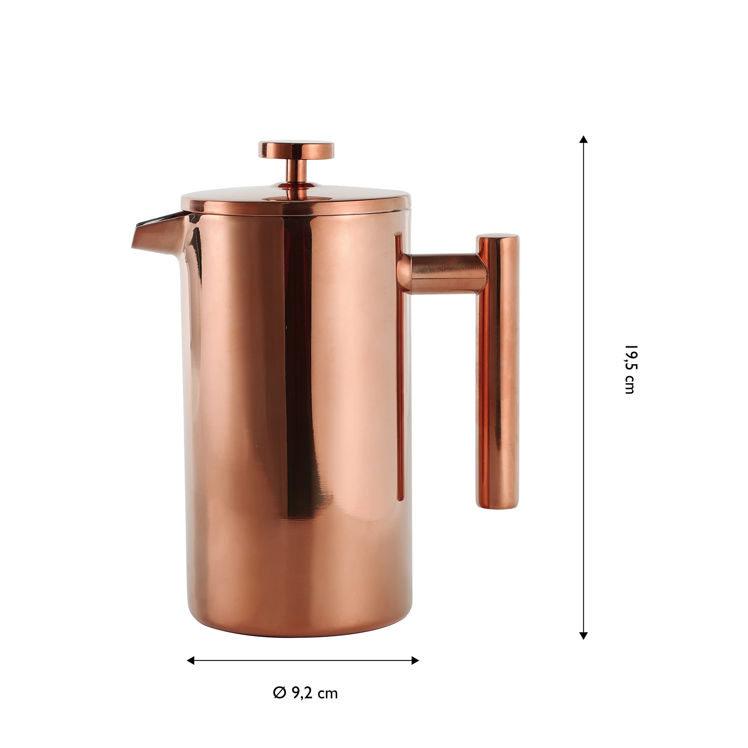 ECHTWERK French Press zaparzacz do kawy ze stali nierdzewnej, z podwójnymi ściankami, z filtrem zaciskowym, do domu, na kemping i do biura, edycja miedziana, 800 ml