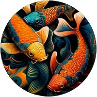 Vista 3 de Koi Fish Surrealismo Patrón Estanque Peces Koi Decoración del Hogar PopSockets Intercambiables PopGrip