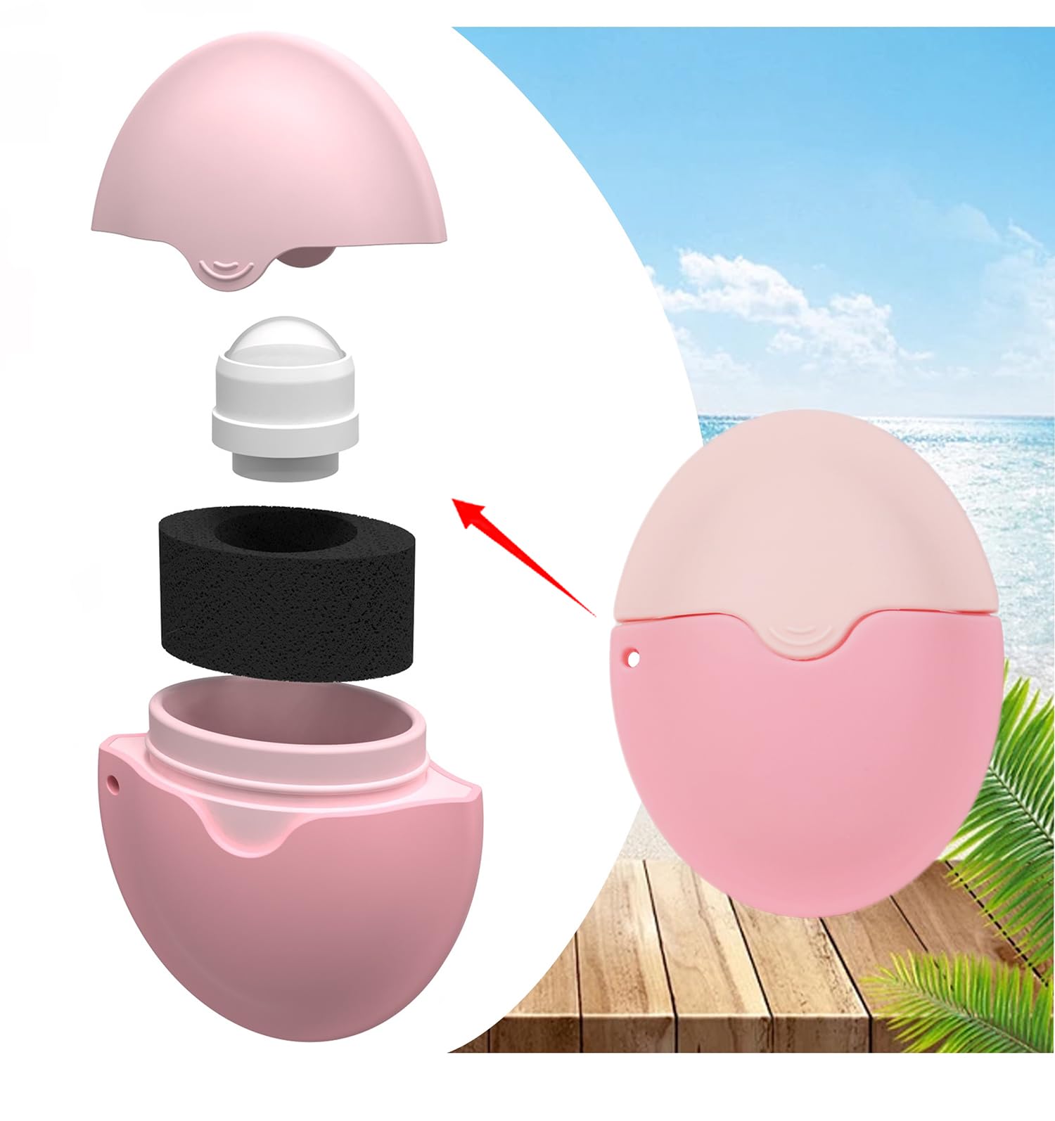 Applicatore Di Crema Solare A Rullo Ricaricabile - 1 Pezzo, Rosa, Spalma Sunscreen Applicator Dispenser, per L'applicazione Lozioni, Creme Solari, Lozioni il Corpo e Altro Ancora