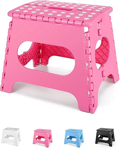 Taburete plegable de 11 pulgadas, taburete duradero para niños, taburetes resistentes para adultos, taburetes de pie compactos, taburete ligero para