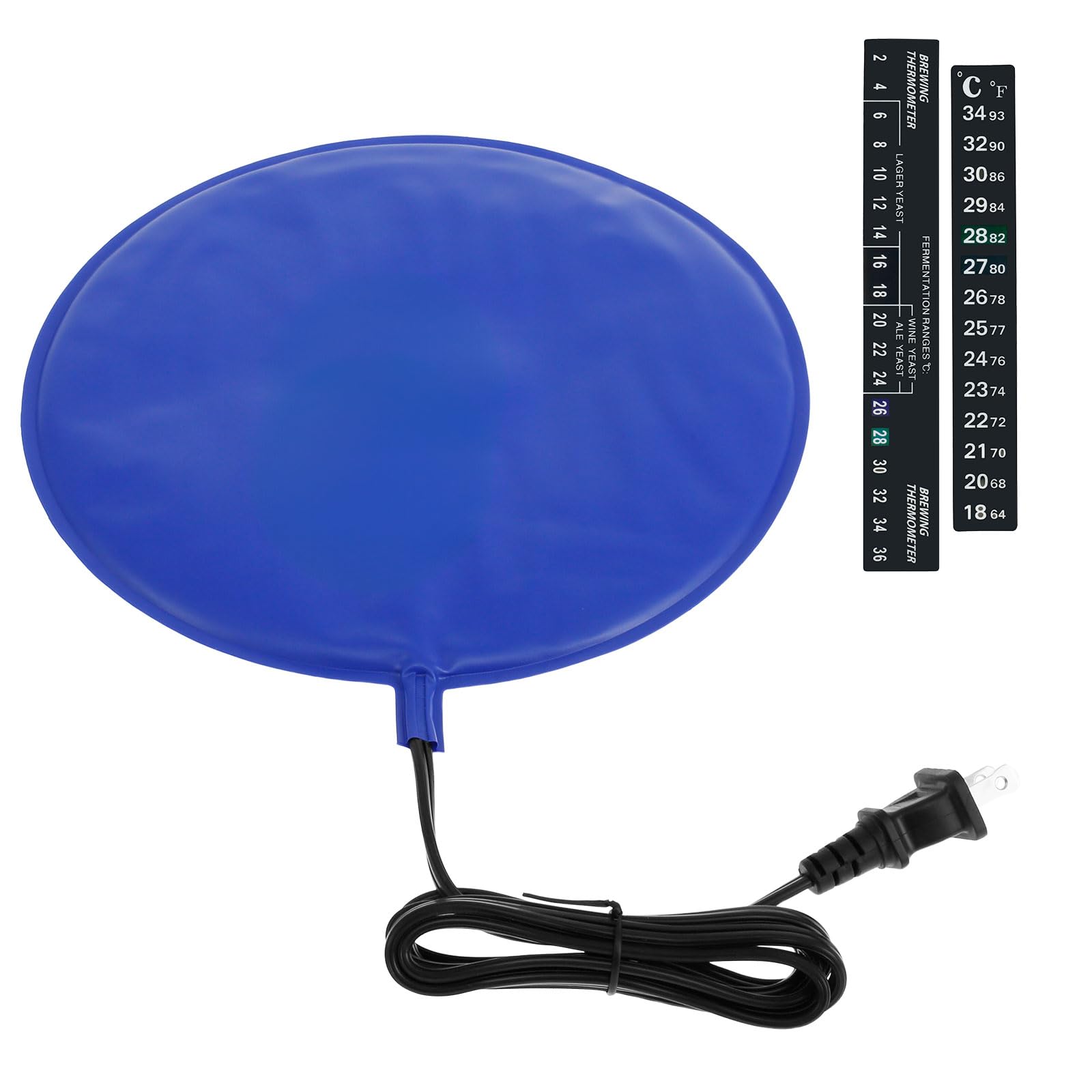 US Brewing and Fermentation Heating Pad with 2 Temp Strips and Temperature Controller Waterproof Sourdough Warming Mat 25W Kombucha Heating Pad for Homebrew Beer(American rules)