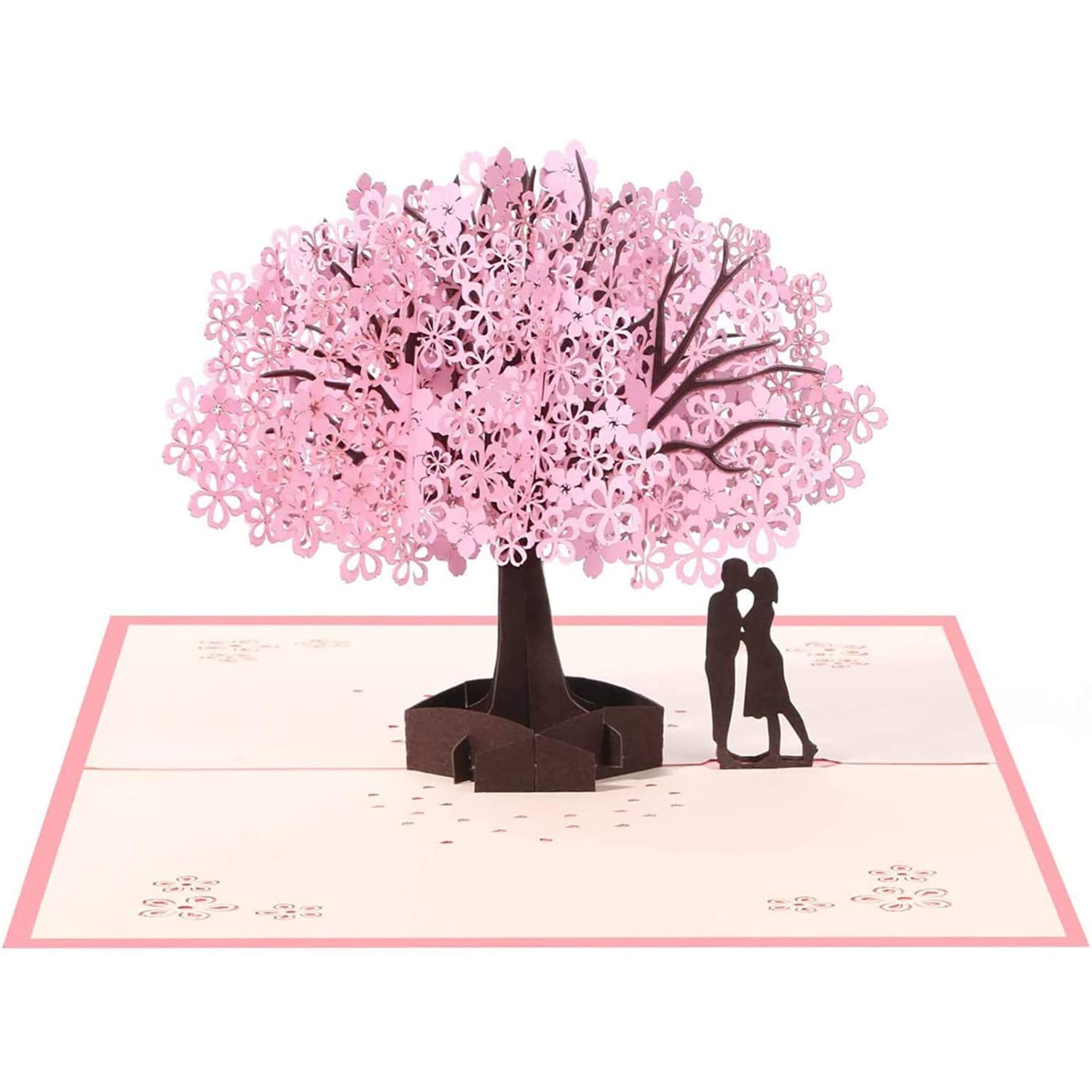 X springCherry Blossom Pop Up Card, Romantic Cherry Blossom Design Greeting Cards, Happy Anniversary Card, Anniversary Cards for Couples with Envelope, Surprising Present for Couple, Wife (Style 1)