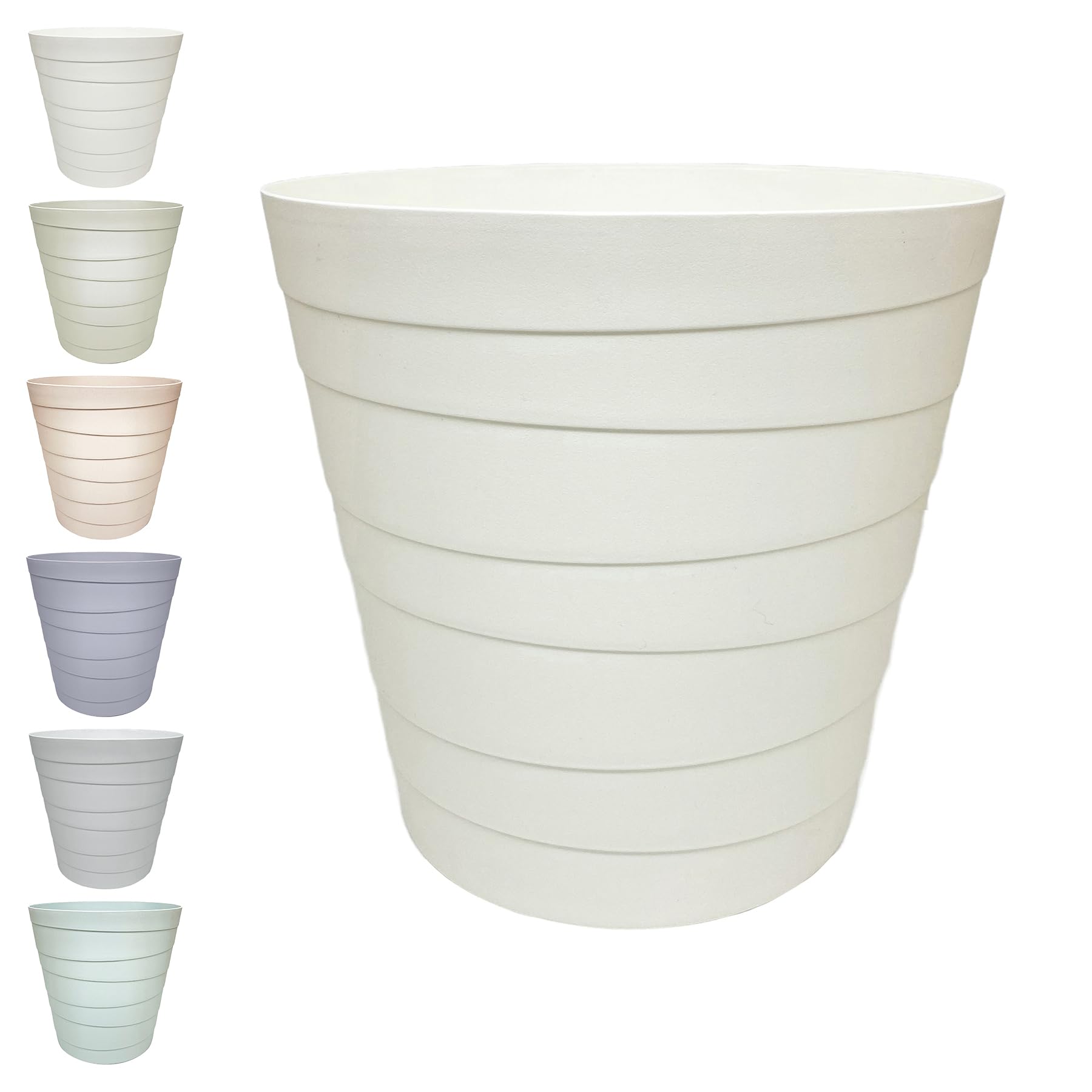 MAKRELยฎ Pastel Colours Plastic Waste Paper Basket Bin Modern Step Design Trash Can for Kitchen, Bathroom, Office (White, 7 Litre)