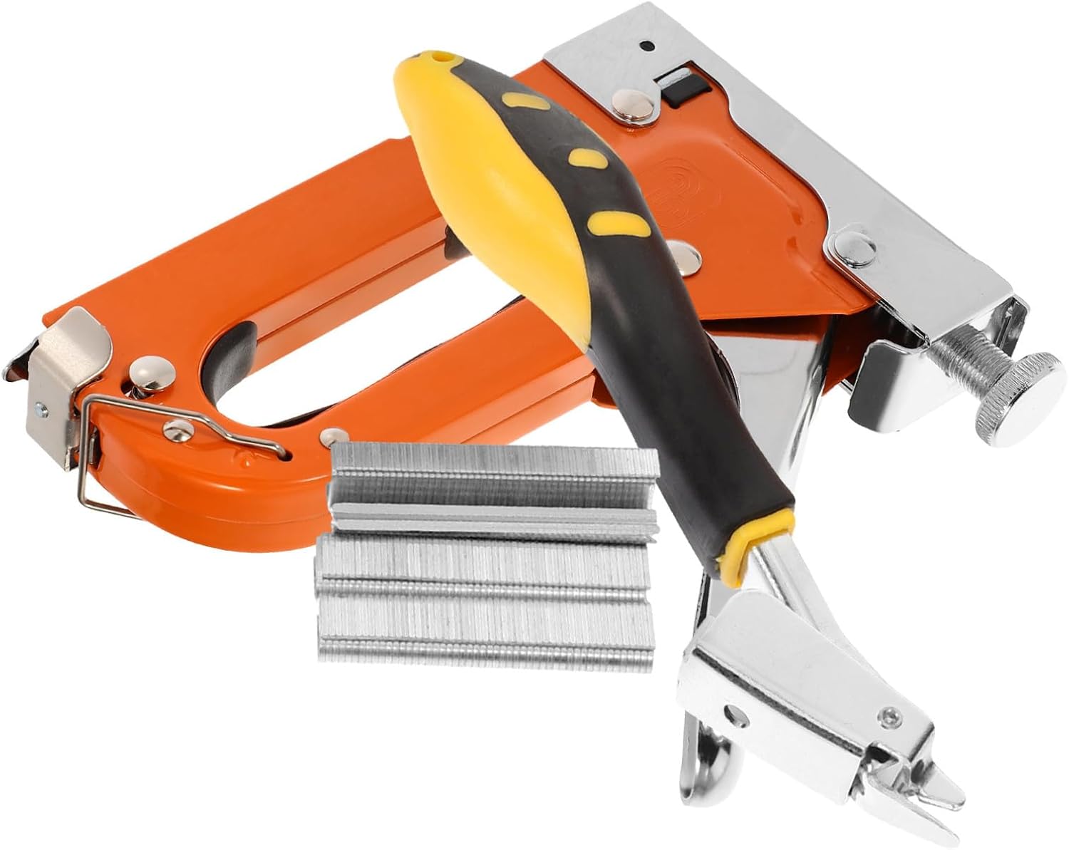 Kisangel Manual Staple Fastening Tool for Wood Boards with 600 Staples Heavy Duty for Carpentry and DIY Projects