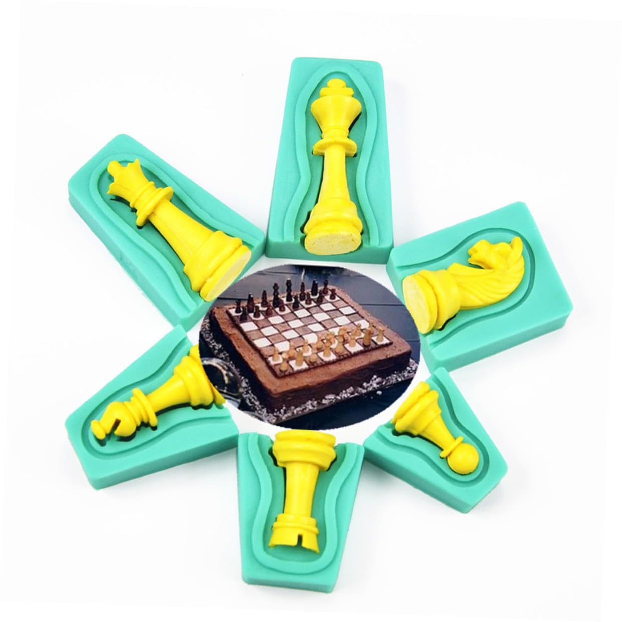 Molde de Silicona 3d de Ajedrez Verde 12 Piezas para Chocolate | Silicona, Acabado Antiadherente, DIY Baking, Creativo E Innovador, Seguro