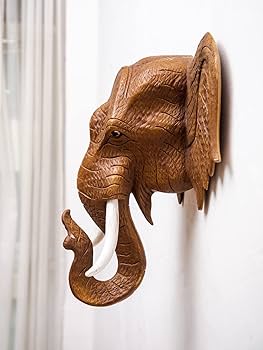 Amazon.co.jp: Getrelaxタイ象の頭壁バスト彫刻 高さ12インチ