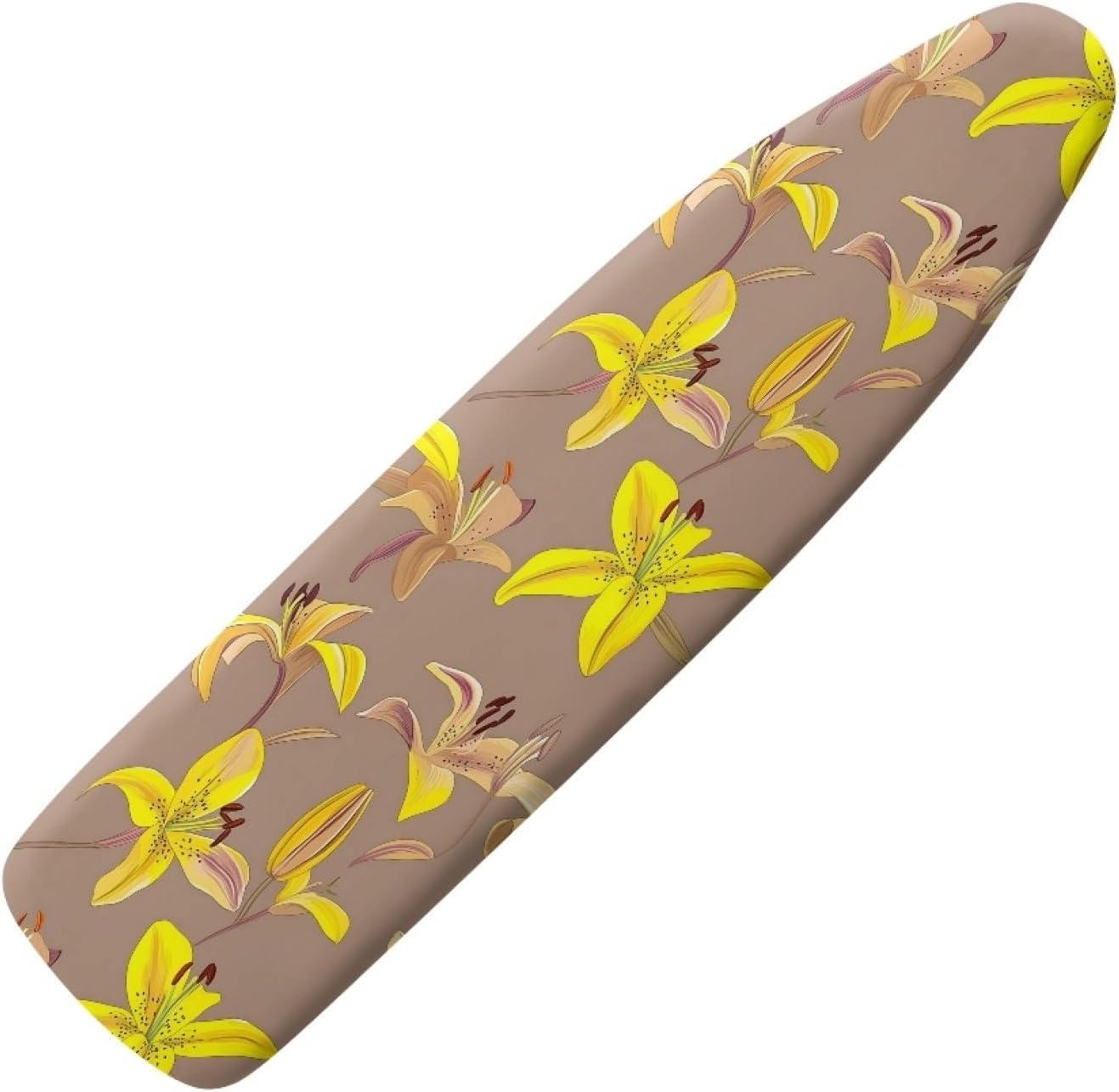 Padded Ironing Board Covers 18 X 49 Yellow Flower Grey Ironing Board Pad and Cover Thick Replacement Drawstring Tightening & Lock, Easy Fit, Scorch & Stain Resistant, Non Slip