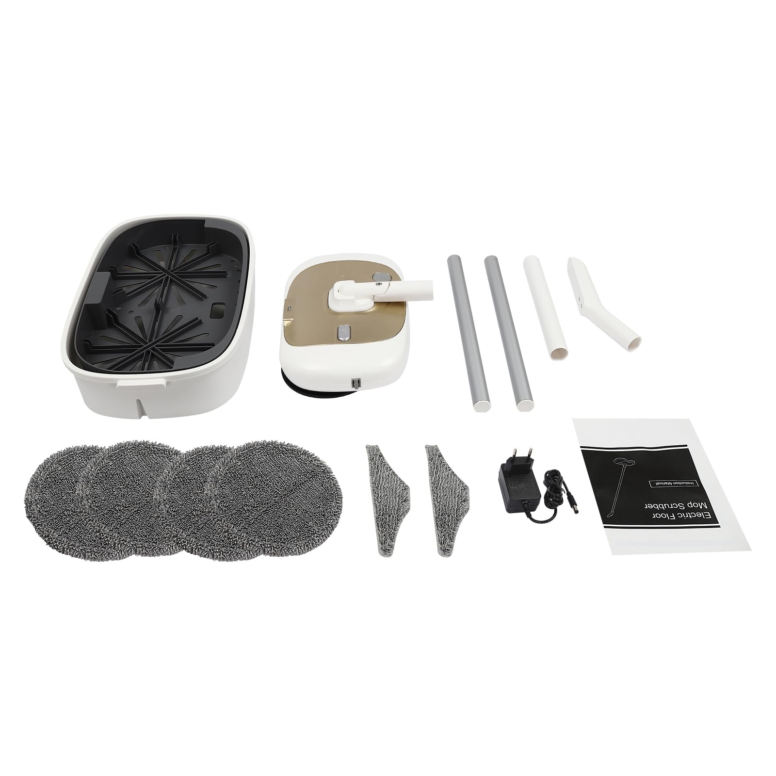 Scopa elettrica senza fili elettrica per la pulizia dei pavimenti, con secchio di pulizia da 5 l, secchio di pulizia, 4 mop, tubo in plastica antiscivolo, per tutti i tipi di pavimenti