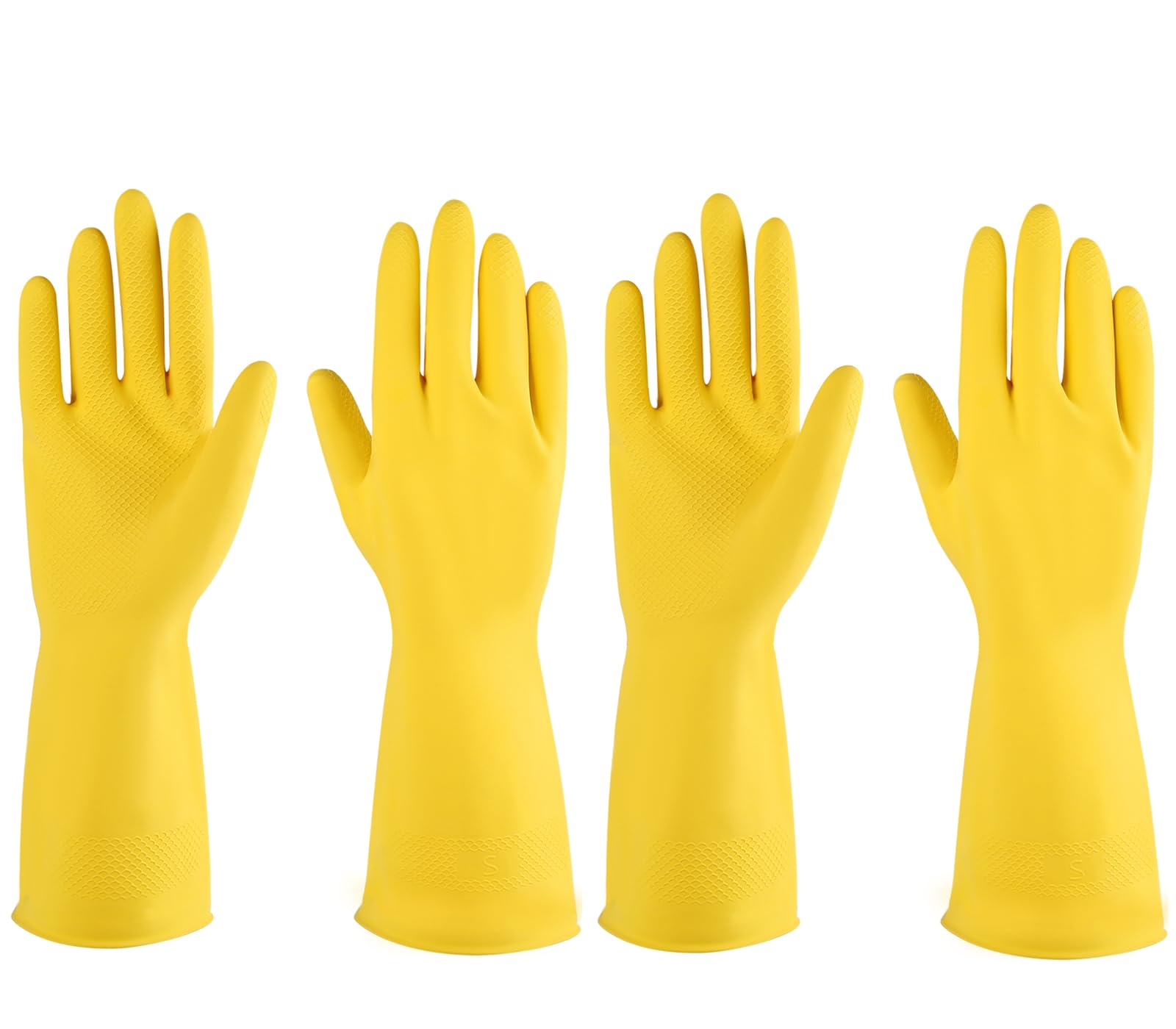 Gummihandschuhe, 4 Paar für die Küche, Spülmaschine, Reinigungshandschuhe für den Haushalt, wiederverwendbar. (XL, Gelb)