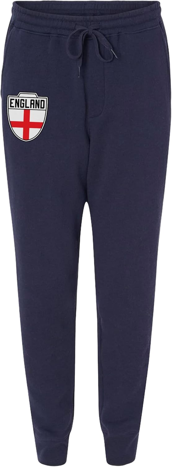 England Crest - UK United Kingdom National Soccer Cup Unisex Drawstring Fleece Jogger Pants (Small, Navy Blue) - Image 2