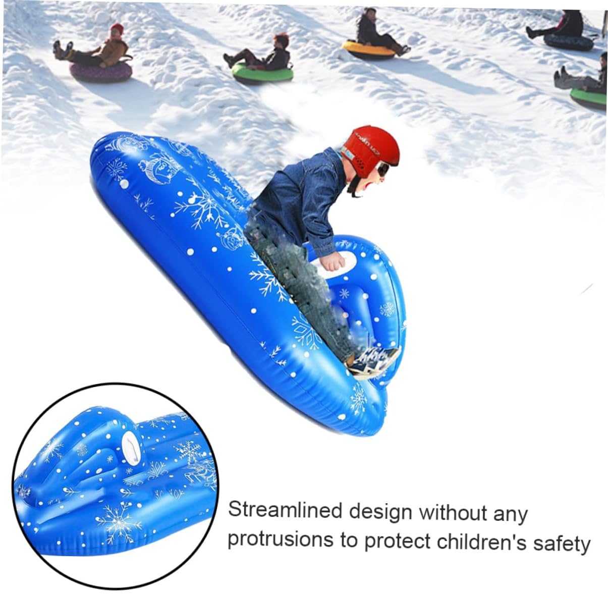 Beaupretty Inflatable PVC Snow Sled Tube for Cold-Resistant Winter Snow Skating Tool Portable for Outdoor Sledding Fun