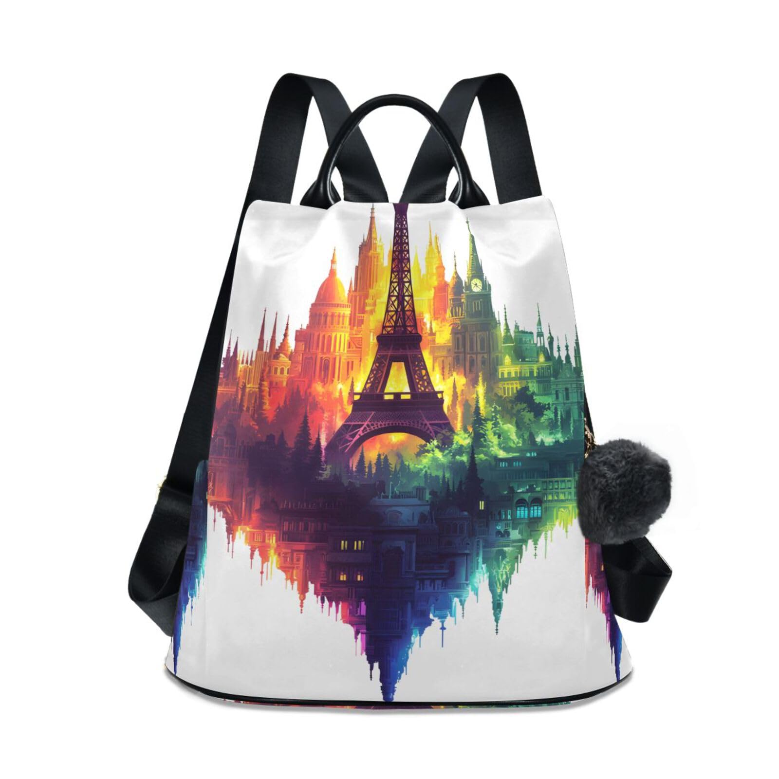 Eiffel Tower View Backpack for Women Anti Theft Large Fashion Travel Shoulder Bag Purse Rucksack Lightweight
