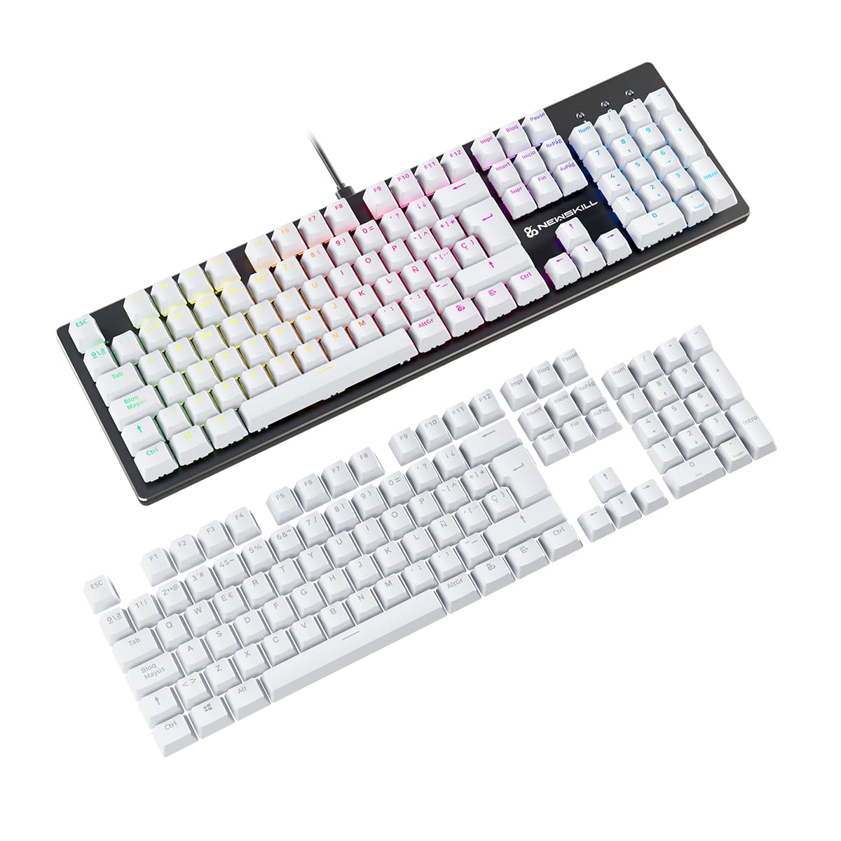NEWSKILL Serike V2 Set de Teclas mecánicas 104 ABS Doble inyección personalización para switches en Cruz Blanco