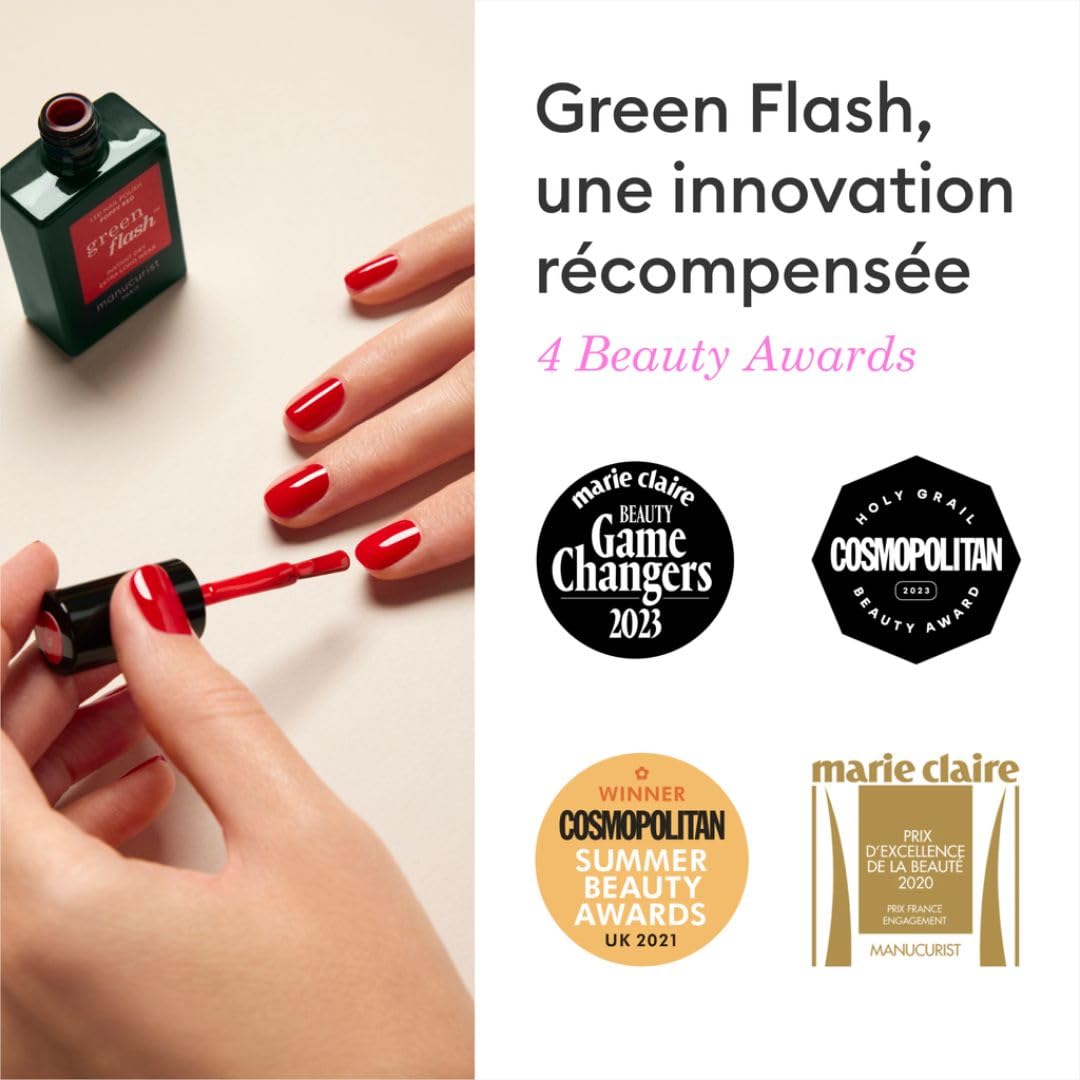 Manucurist - Top Coat Green Flash™ - Top Coat Vernis Semi Permanent - Tenue jusqu'à 10 jours - 12-free - Vegan & 84% d'ingrédients Bio-Sourcés - Fabriqué en France - Flacon 15 ml
