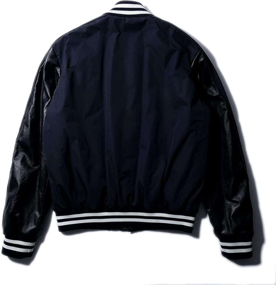 【美品】MONCLER　スタジャン型ダウンジャケット　ブラウン　レザー 美品】MONCLER スタジャン型ダウンジャケット ブラウン レザー