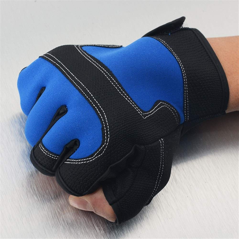 Guantes Guantes de Pesca 3 Corte Dedo Antideslizante Guantes Impermeables Transpirables Guantes Deportivos al Aire Libre Guantes de protección Solar (Color : Blue, Size : L)