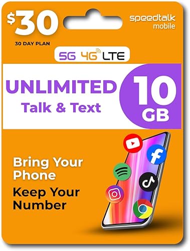 Miniatura 9 de SpeedTalk Mobile Kit de tarjeta SIM - Datos, conversaciones y mensajes ilimitados, 5 GB de velocidad completa 5G 4G LTE - Servicio de plan de