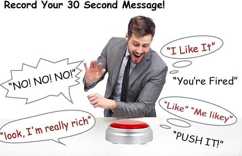 Miniatura 4 de 30 segundos de respuesta zumbadores botón de conversación grabable botón fácil botón de grabación juguete regalo respuesta zumbadores (rojo + plata)