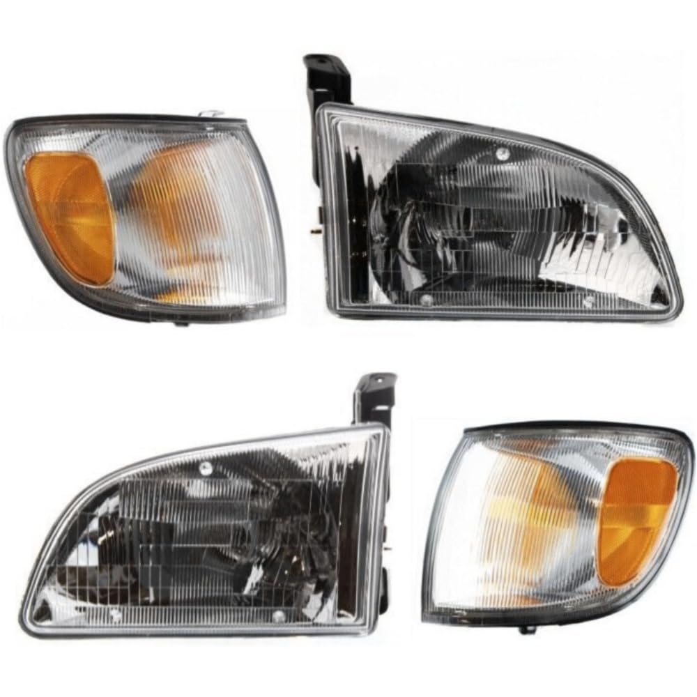 DUST GLOW Set of 4 Brake Light + Brake Light + Right Headlight + Left Headlight Incandescent Bulb Clear Amber Lens Bulb Headlamp for Toyota for Sienna CE/LE 98-00