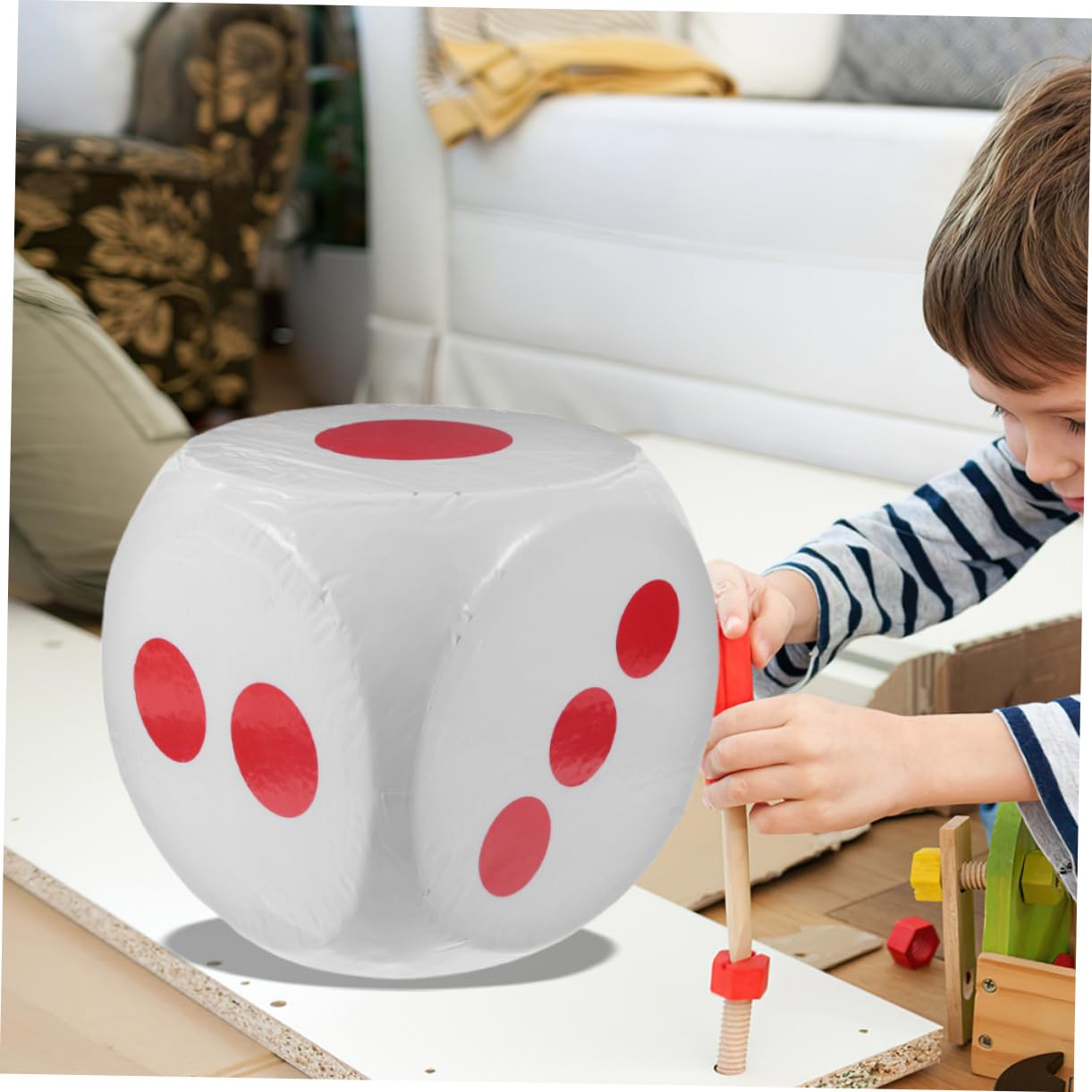 Hohopeti Dado Gigante in Schiuma Bianco a 6 Facce per Giochi di Famiglia e Lotterie, Portatile e Versatile per Bambini e Adulti
