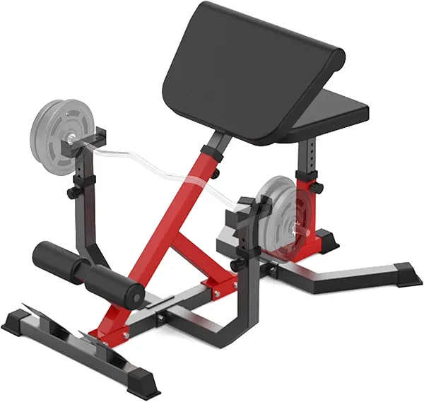 2-in-1 Roman Chair & Preacher Curl Bench Multi-Function Heavy-Duty Hyperextension Bench for Home with Adjustable Height for Arms, Ab, Back, Glute & Leg Extension Exercise Equipment for Home, Black