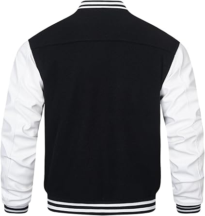 HOOD CREW Mens Varsity Jackets Faux Leather Sleeve Letterman Boys College Baseball Jacket