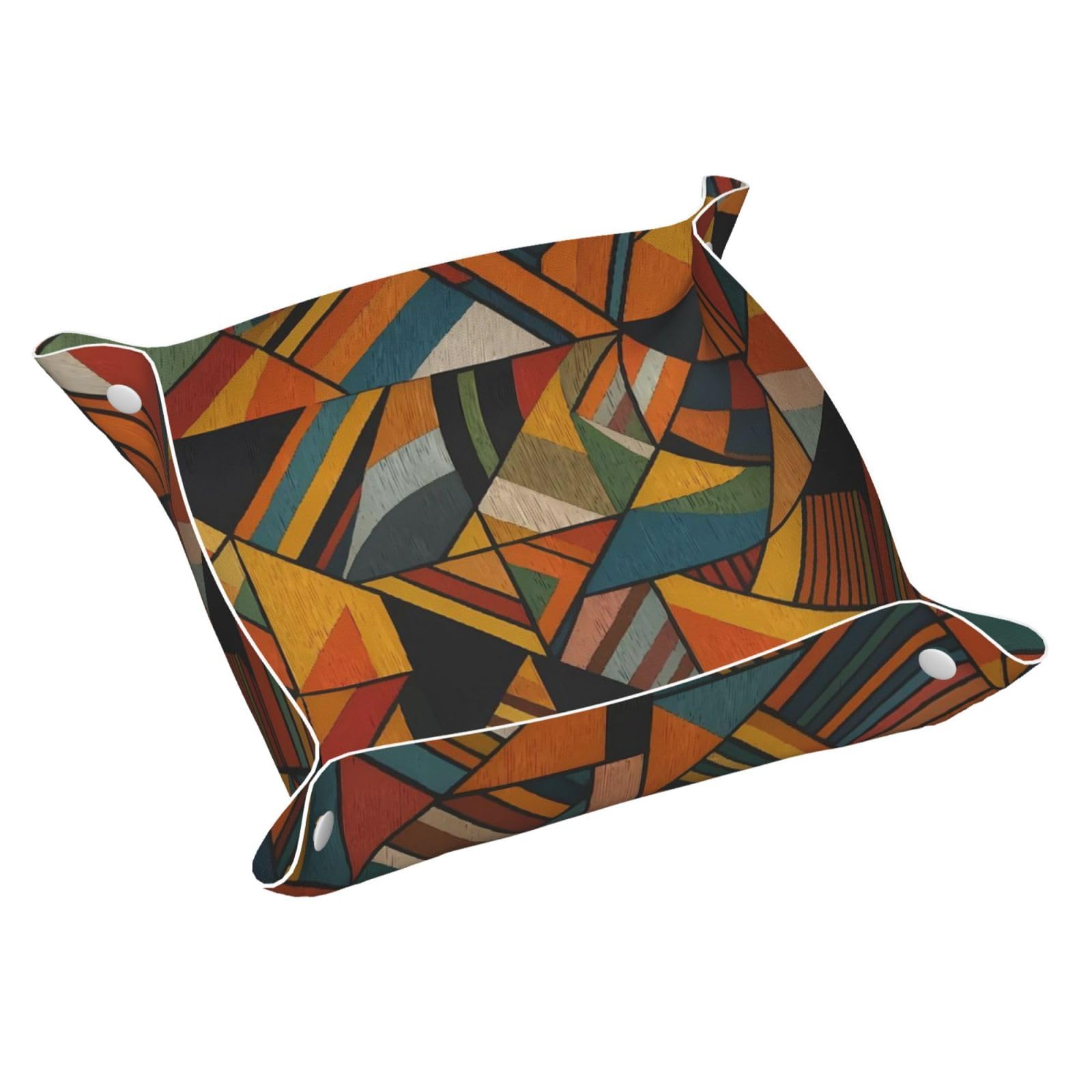 HLBSDM Mid Century Aesthetic Geometric Tray Men's Leather Valet Parking Portable Entrance Trays Bedside Storage Box