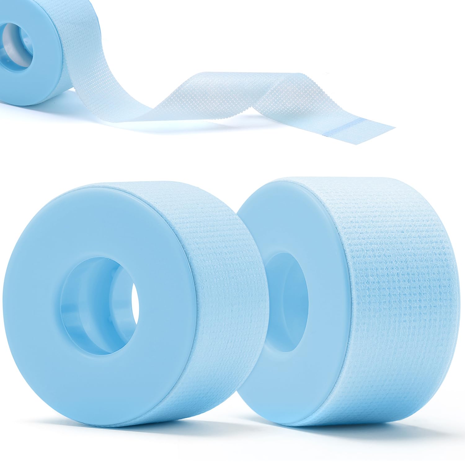 Gemsanva 2Pcs Lash Tape for Eyelash Extensions,Breathable & Easy Tear Micropore Tape, Professional Eyelash Extension Supplies,1in x 4yd (Blue)