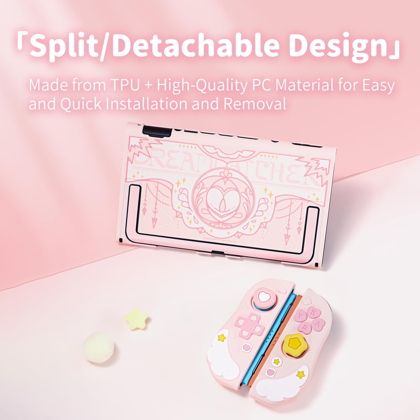 GeekShare Coque de protection en silicone compatible avec Switch 2, résistante aux rayures, coque de protection en silicone souple séparable, pour joystick avec 2 capuchons de préhension pour pouce - 5