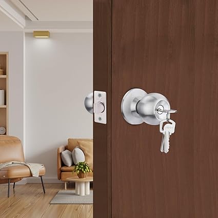 Godrej Cylindrical Lock | Classic Range | Keyed | 7cm (70mm) Backset | Stainless Steel Finish | for Internal Wooden Door | Left/Right Handed & Inside/Outside Opening
