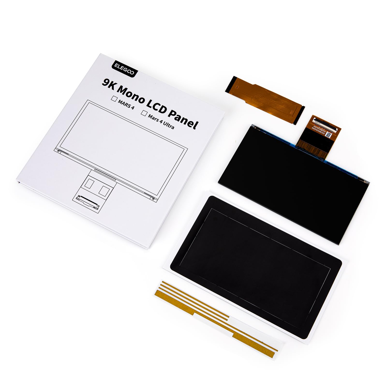 ELEGOO Schermo LCD Monocromatico 9K da 7 Pollici, Risoluzione 8520 × 4320, Vetro Temperato con Protezione 9H, Compatibile con Stampante 3D a Resina ELEGOO Mars 4 Ultra