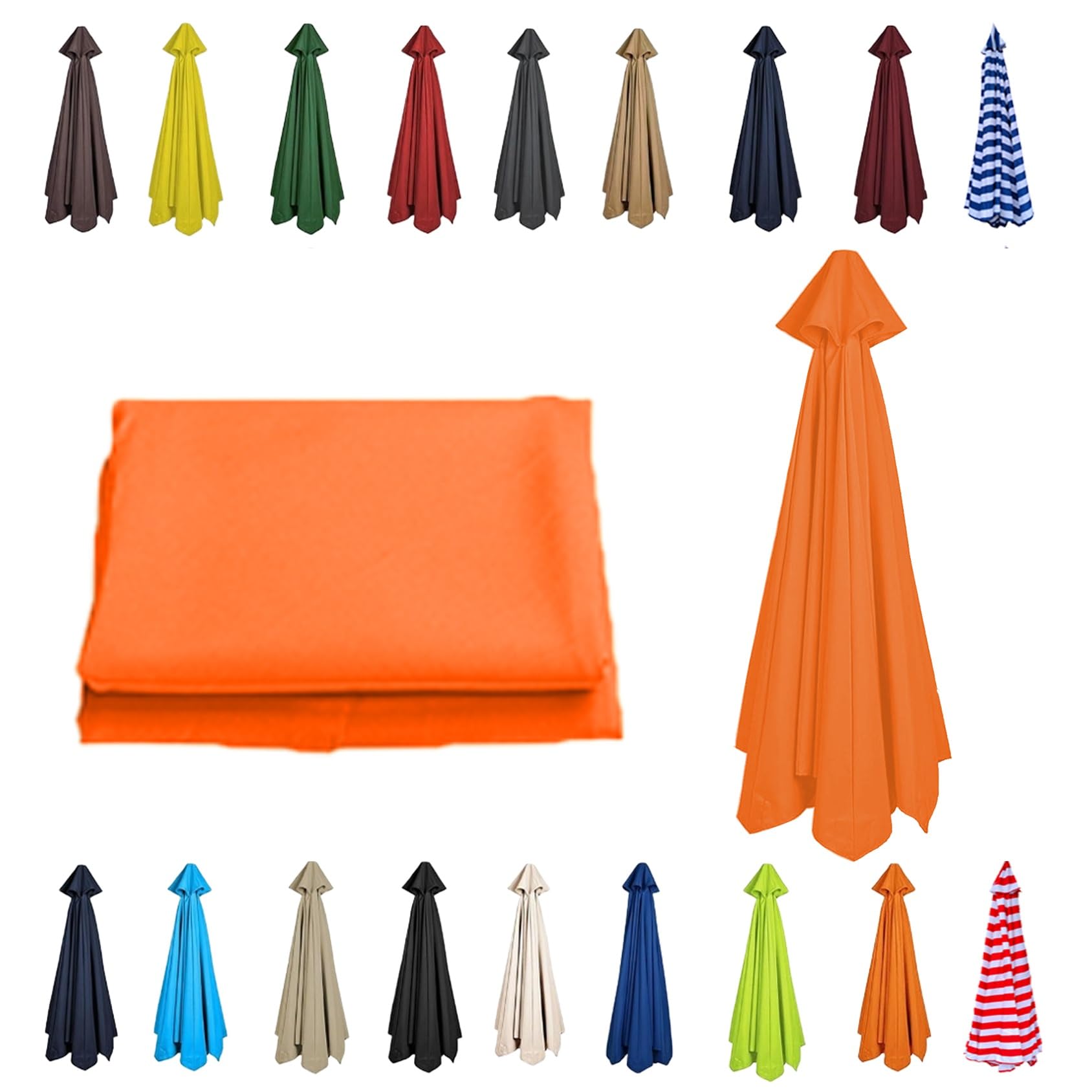 CMJYMX 6/8 Arms Patio Replacement Parasol Canopy | Sun Umbrella Replacement Cloth 230cm/270cm/300cm | Waterproof Umbrella Replacement Top Shade Fabric Cover(Orange,8 RIBS: 270CM/8.8FT)