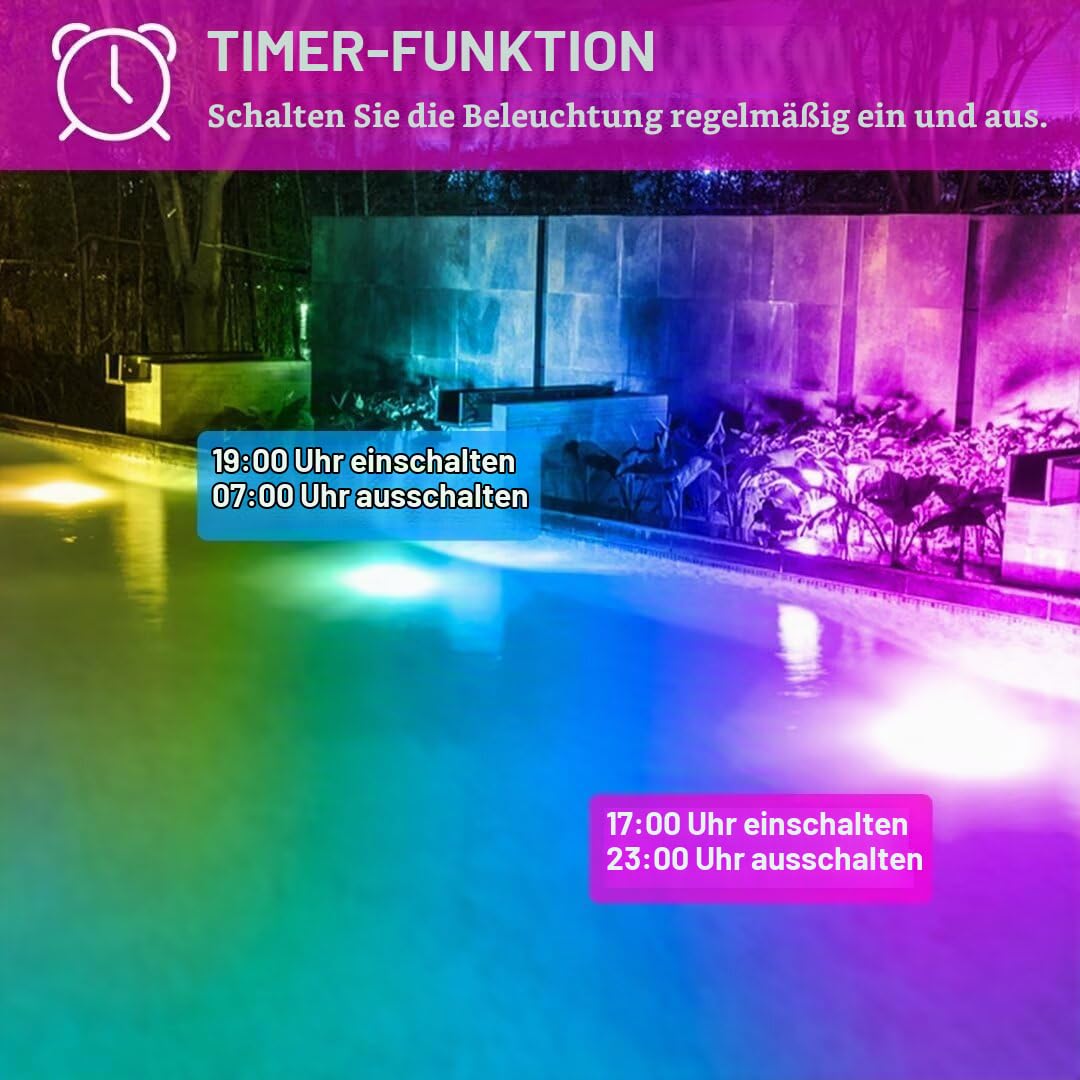 RGB LED Strahler Außen mit Fernbedienung, 2PCS RGBW 5000LM Dimmbar Farben Außenstrahler Outdoor, 3000K Warmweiß Fluter Flutlichtstrahler Farbwechsel Beleuchtung Flutlicht Garten IP66 Wasserdicht